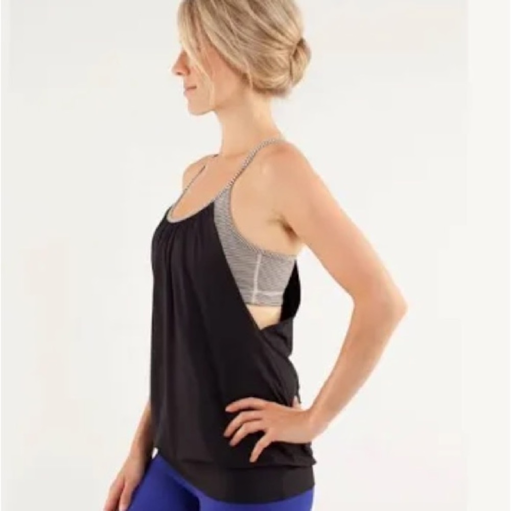 ⚡️🖤 Lululemon No Limits Tank in Black and Tonka Stripe Cashew, 4